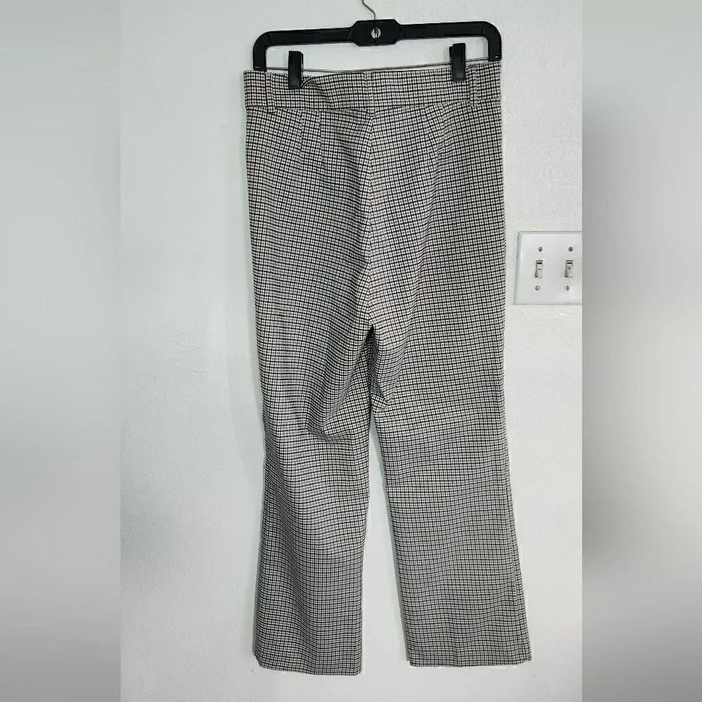 NWT Zara Plaid Beige And Black High Rise Flare Pants Size Large - Picture 6 of 13